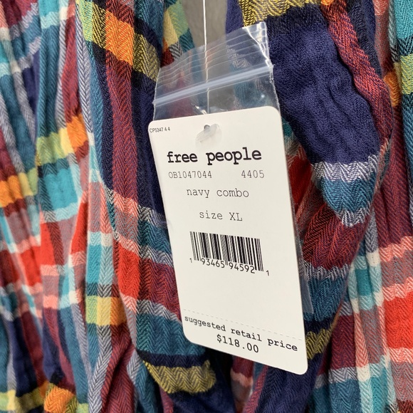 NEW Free People Siena Plaid Ruffled Pullover - Picture 6 of 12